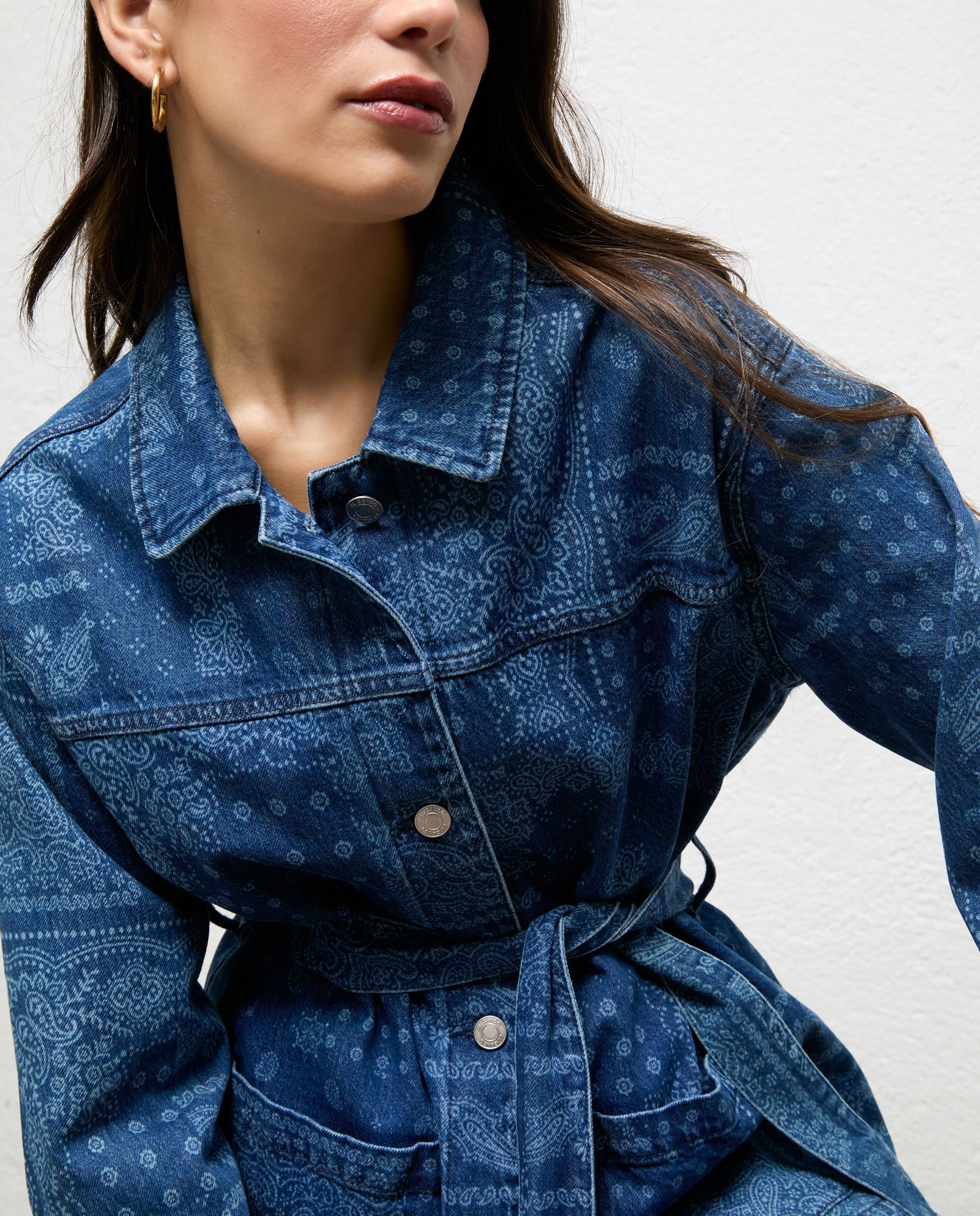 Chaqueta de mujer denim estampado petra - El Ganso - Azul Azul-3