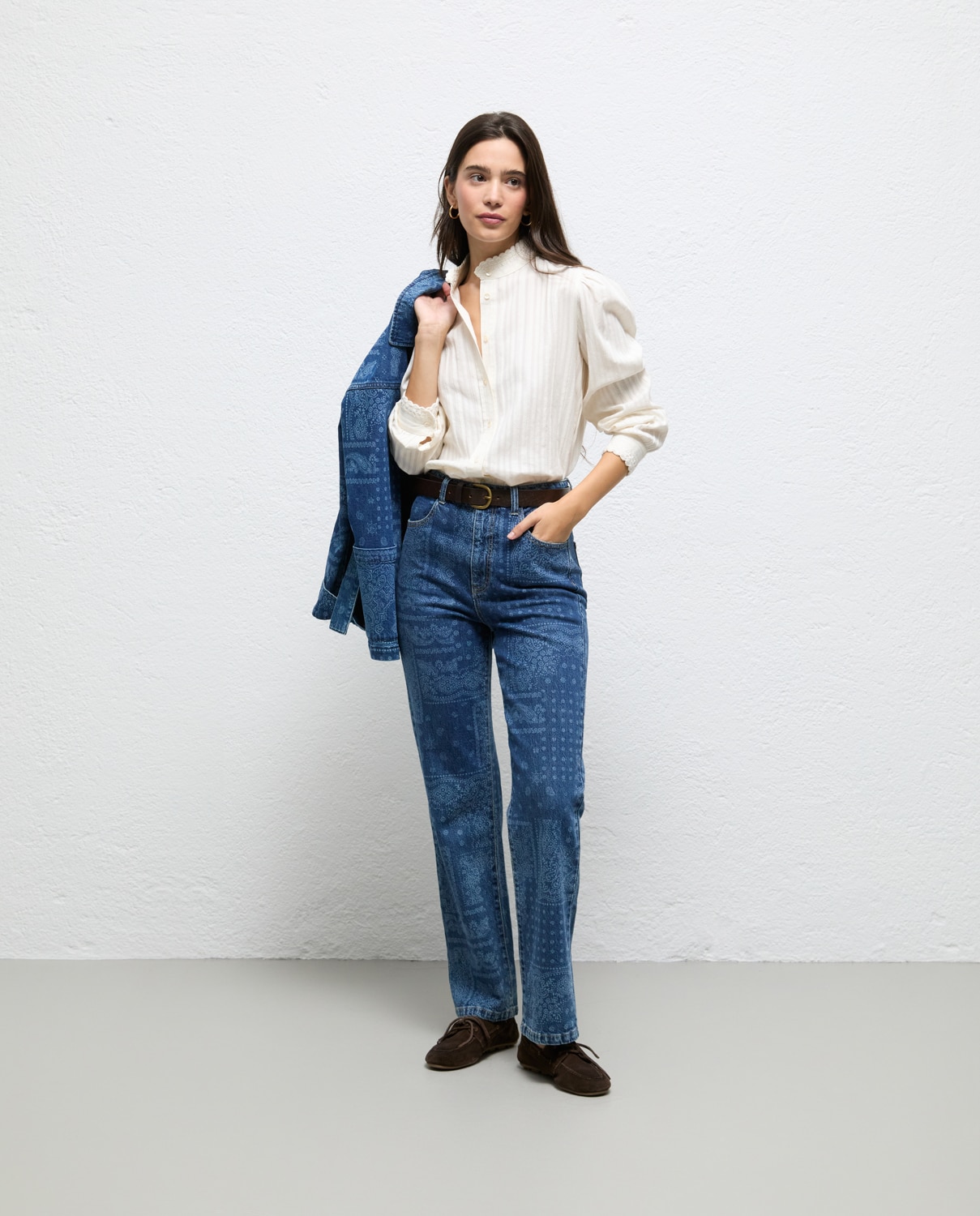Pantalón de mujer denim estampada selim - El Ganso - Azul Azul-1