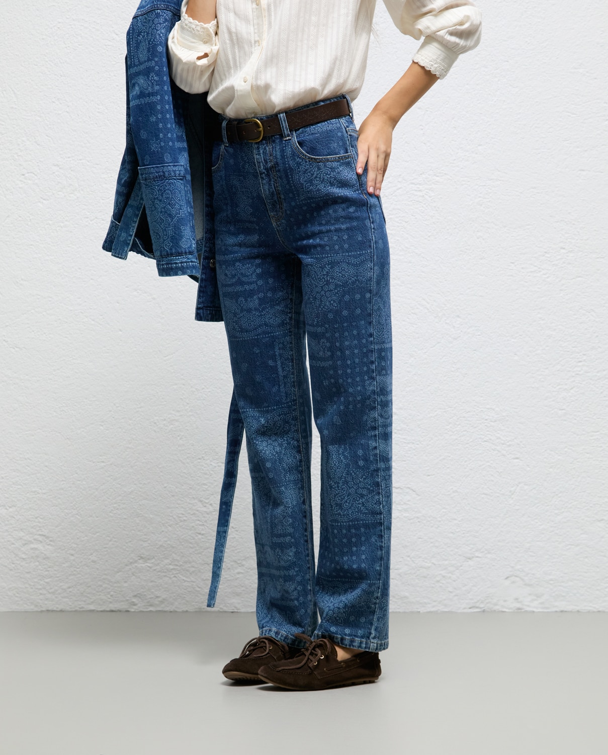 Pantalón de mujer denim estampada selim - El Ganso - Azul Azul-2