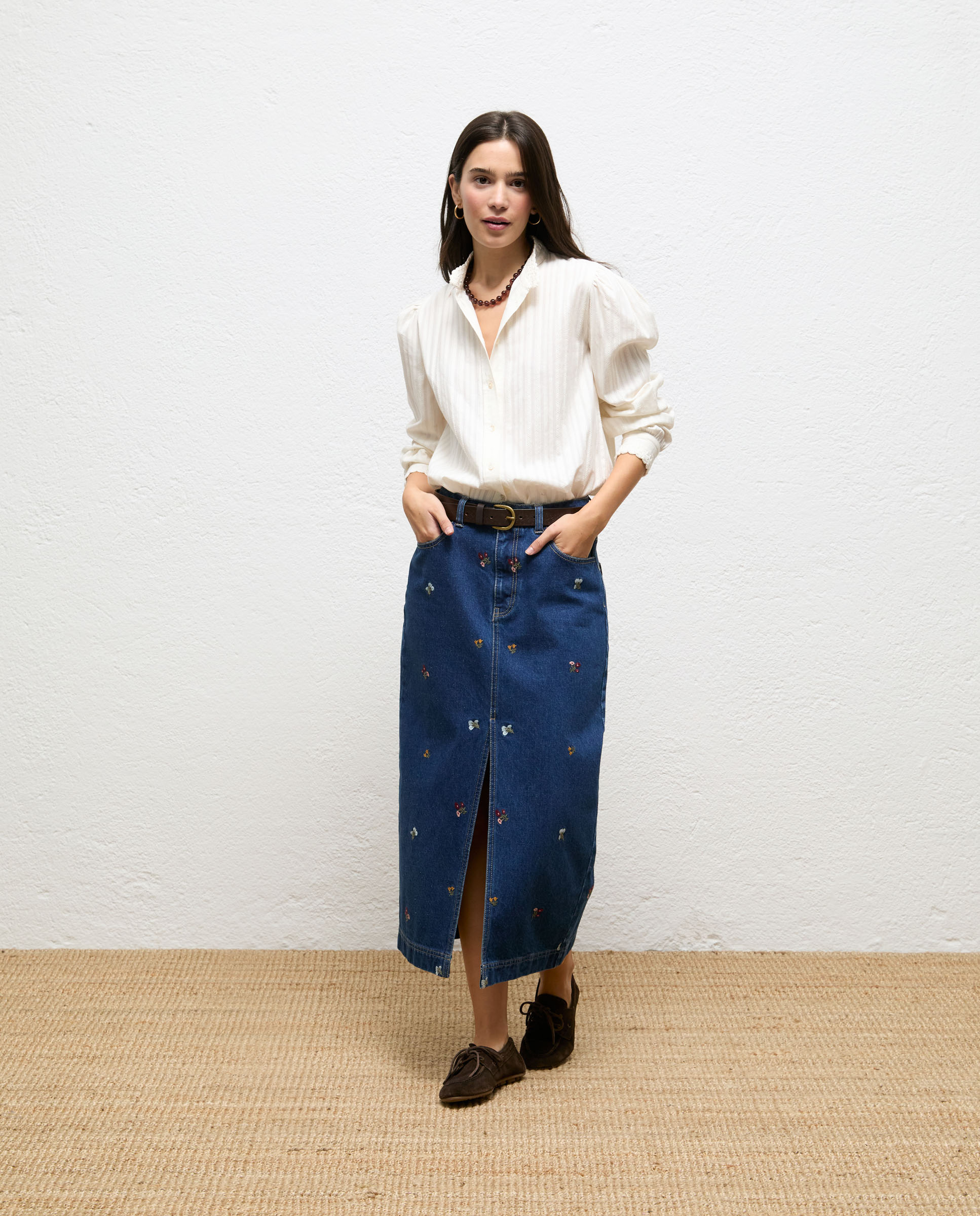Falda de mujer denim borado elise - El Ganso - Azul Azul-2