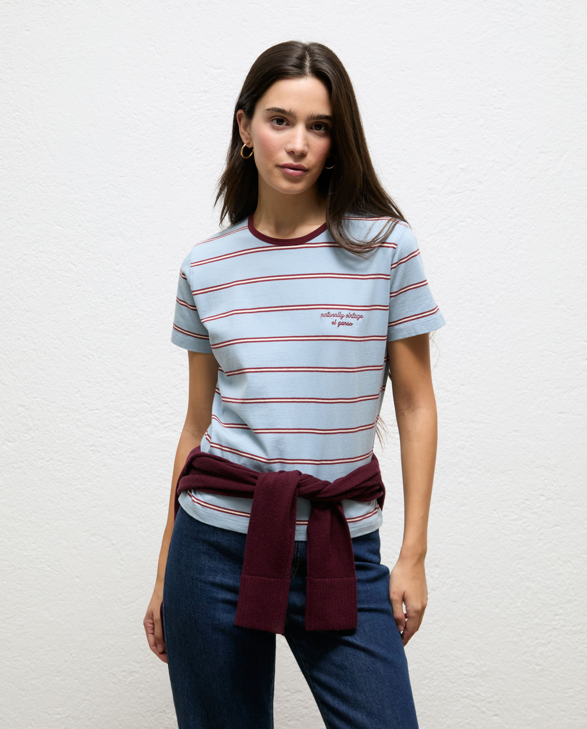 Camiseta de mujer de rayas adela - El Ganso - Azul celeste Azul celeste-2