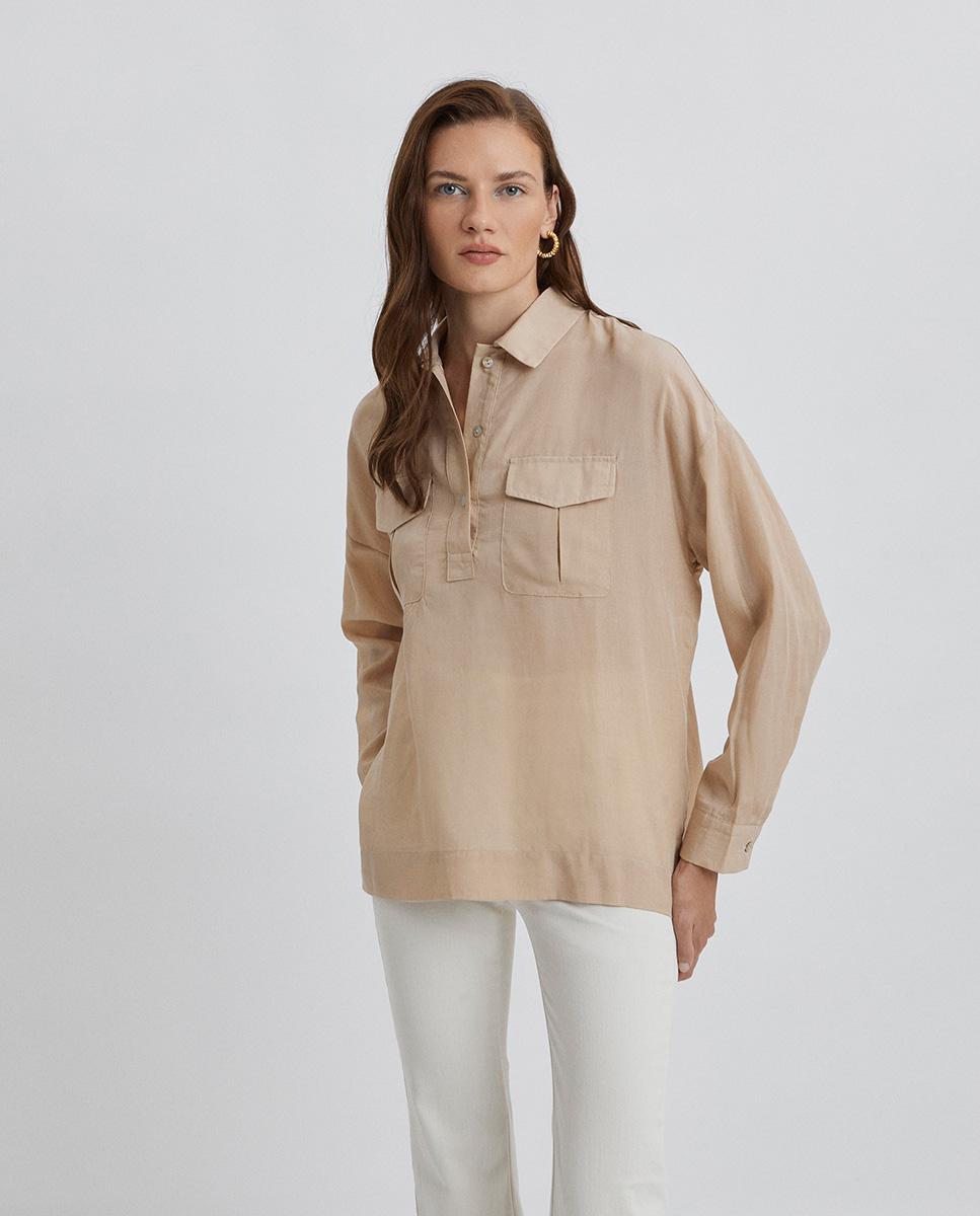 Camisa cuello mao online mujer el corte ingles