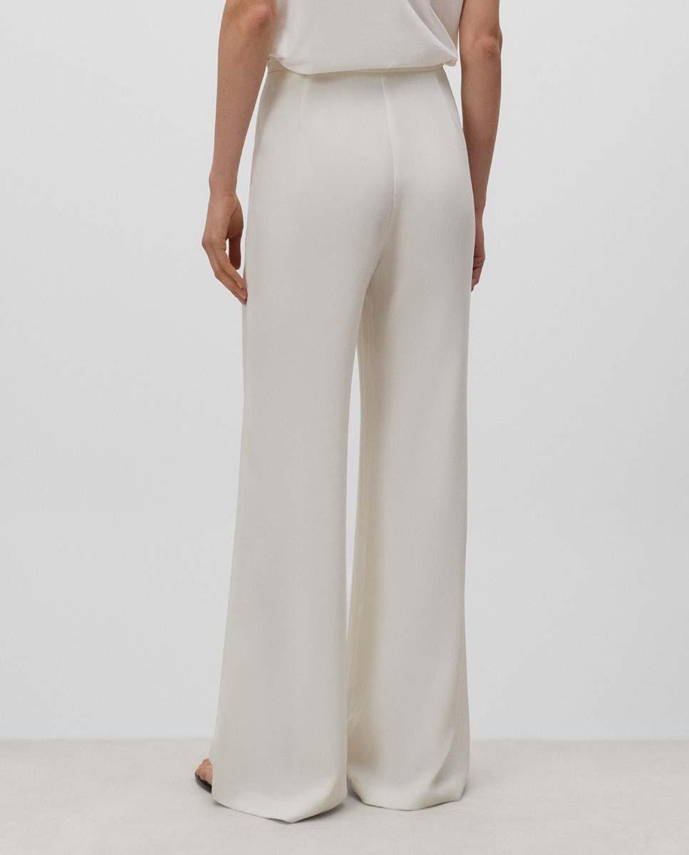 Pantalón de campana de mujer con cierre de cremallera - Simorra - Blanco Blanco-2