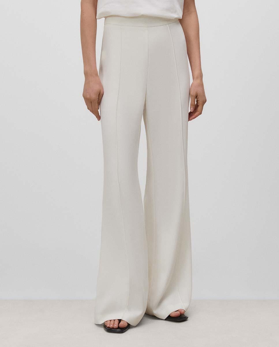 Pantalón de campana de mujer con cierre de cremallera - Simorra - Blanco Blanco-4