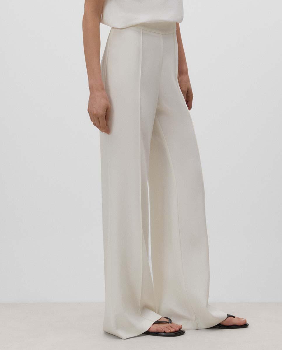 Pantalón de campana de mujer con cierre de cremallera - Simorra - Blanco Blanco-5