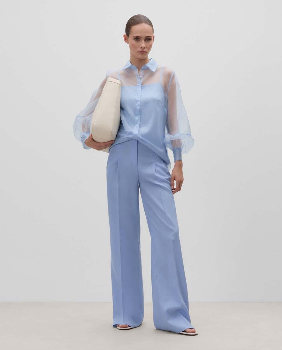 Simorra - Blusa de mujer organza manga larga.
