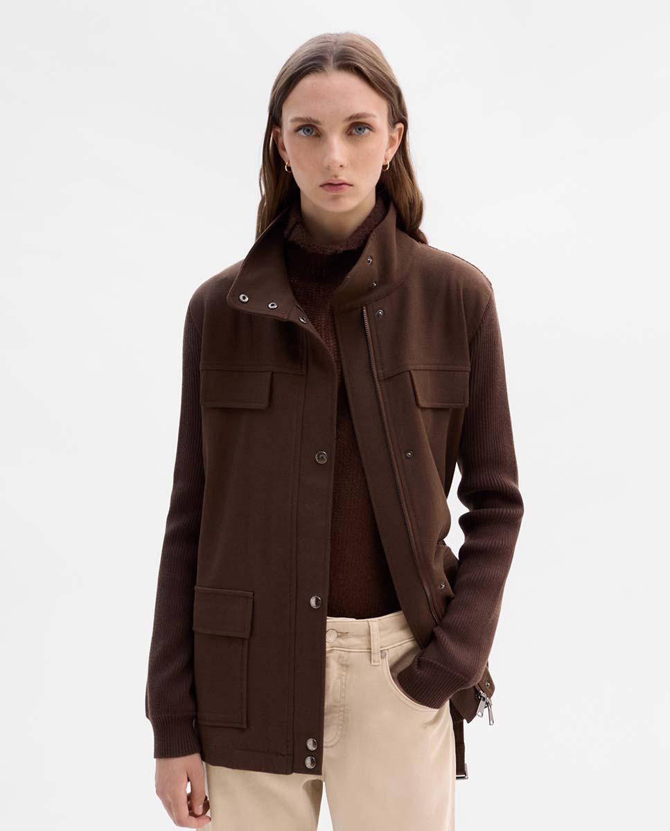 Chaqueta de mujer bimateria con cinturón