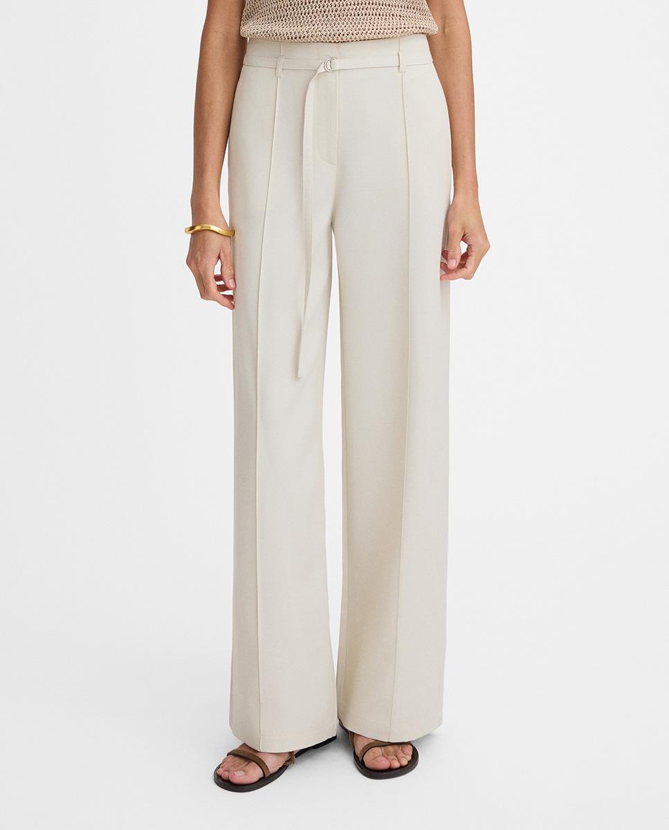 Simorra - Pantalones rectos de mujer de talle medio con trabillas.