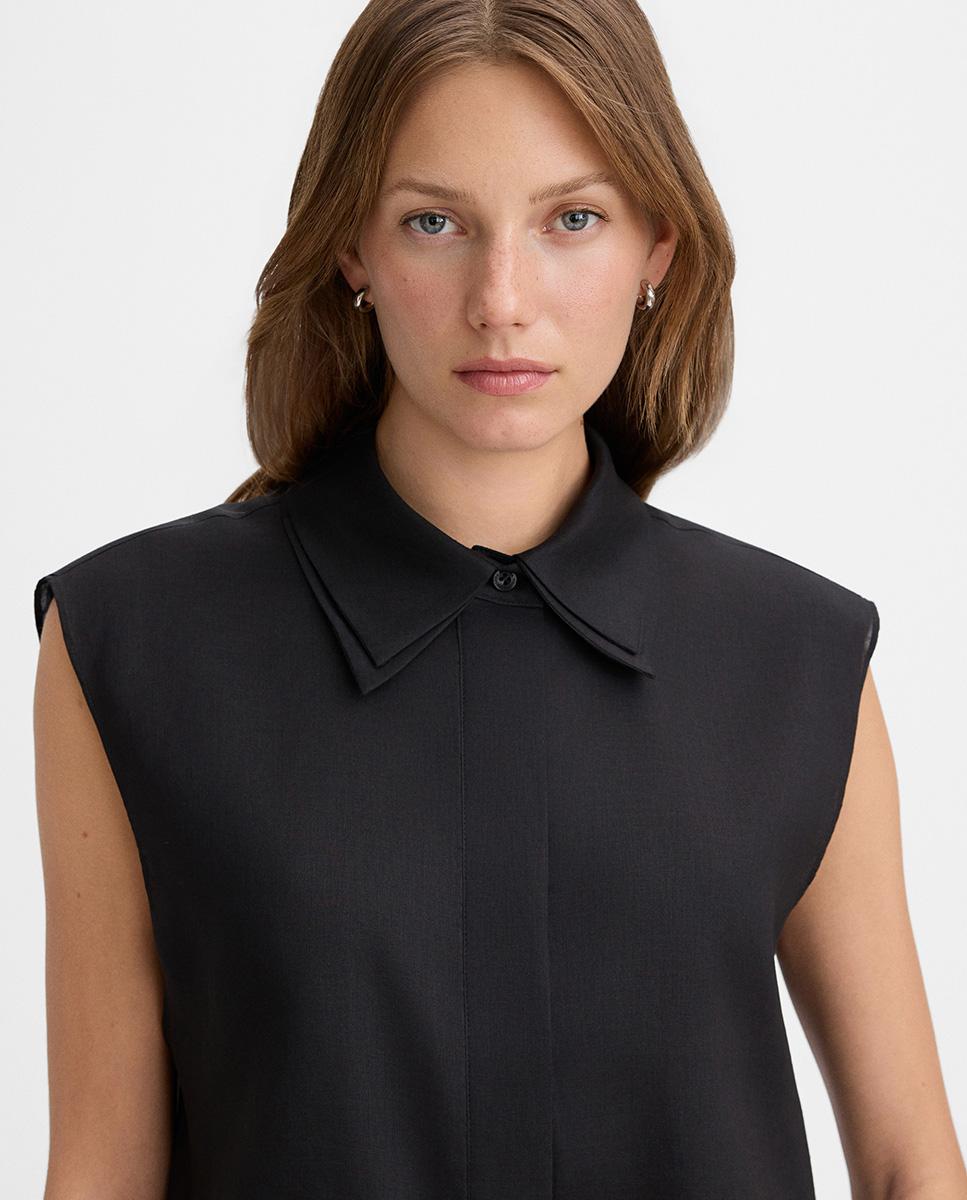 Camisa de mujer corta superposición - Simorra - Negro Negro-4