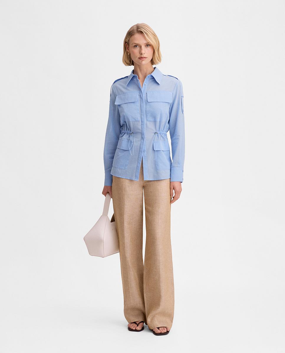 Camisa de mujer sahariana entallada - Simorra - Azul Azul-1