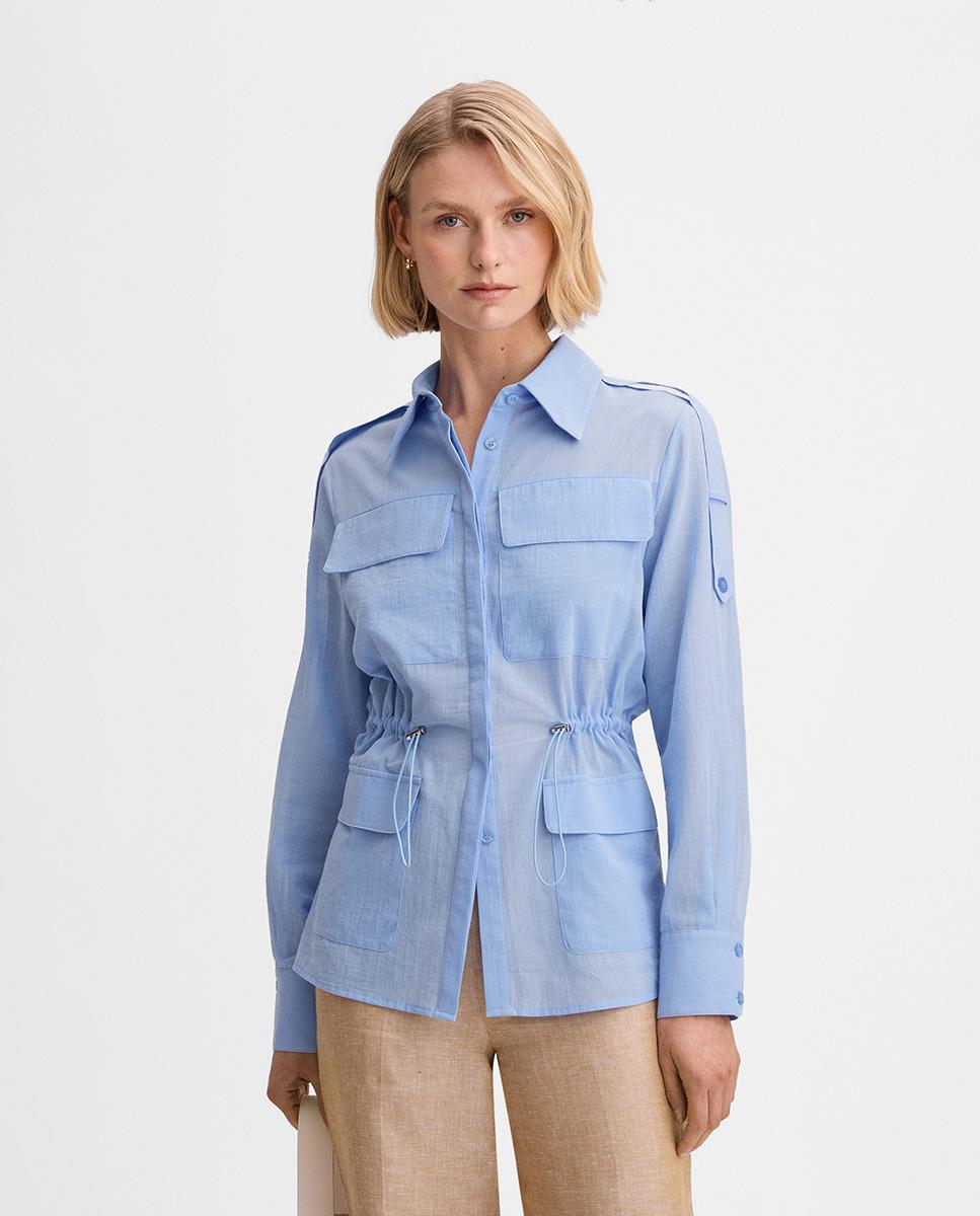 Camisa de mujer sahariana entallada - Simorra - Azul Azul-3