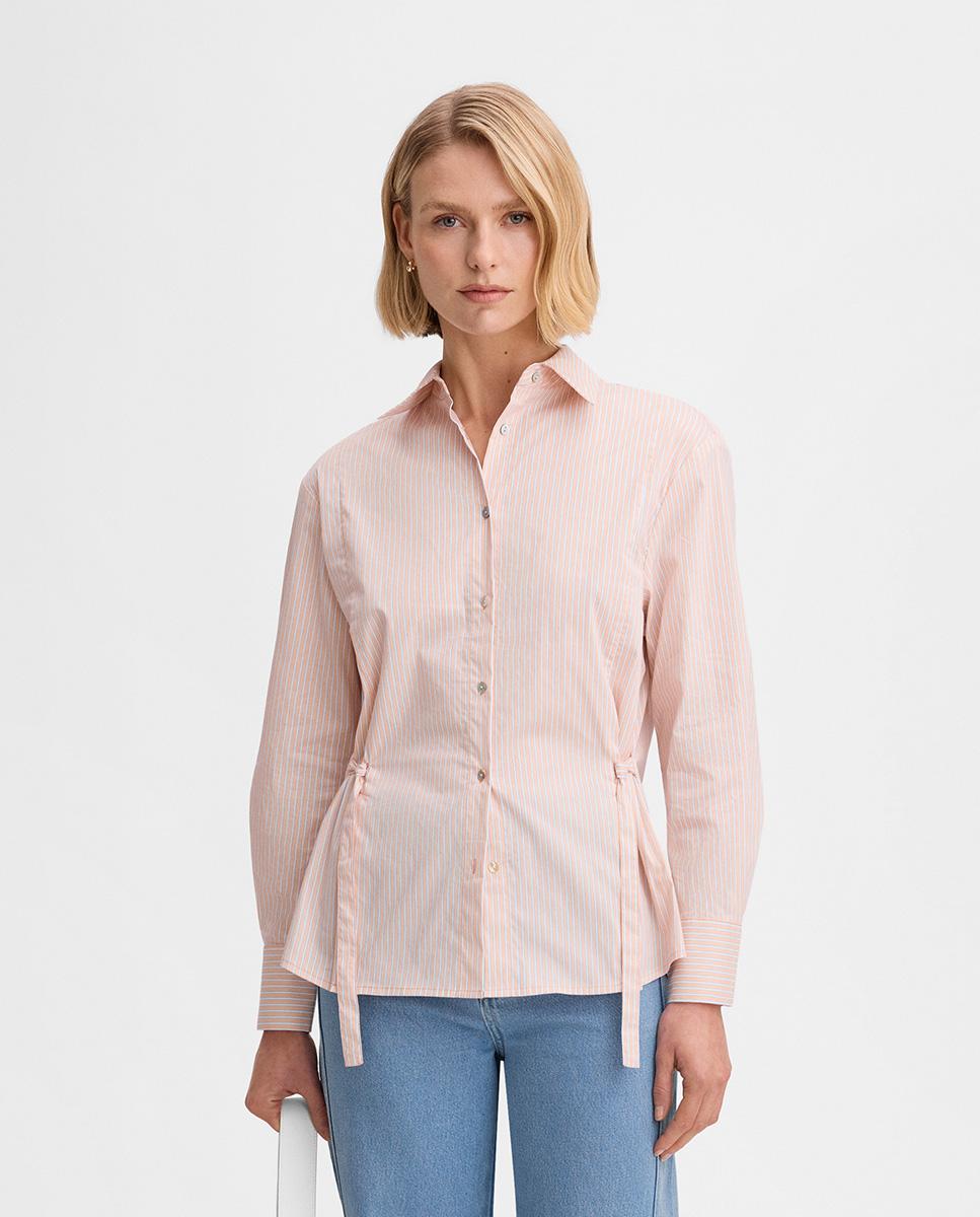 Camisa de mujer rayas con ceñidor - Simorra - Melocotón Melocotón-3