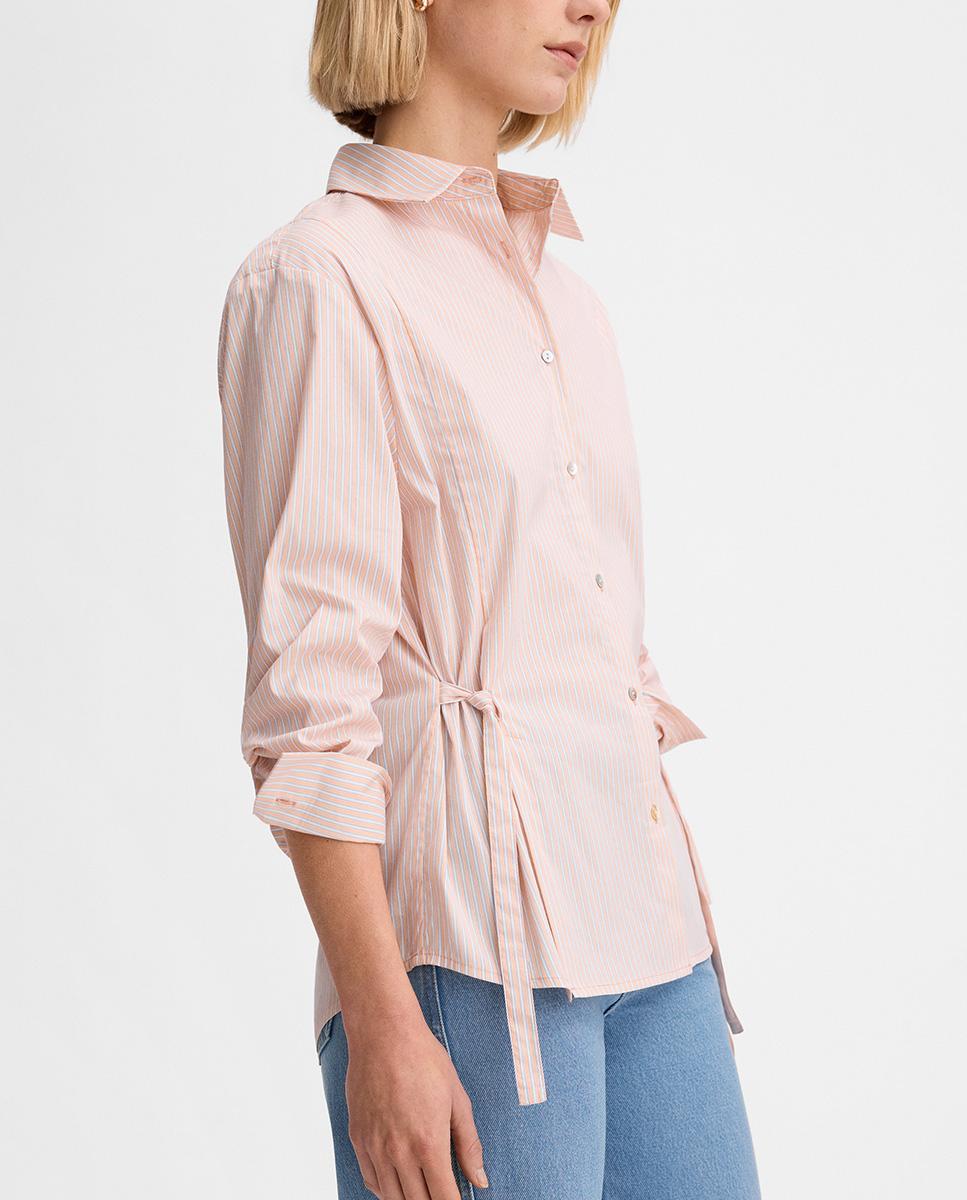 Camisa de mujer rayas con ceñidor - Simorra - Melocotón Melocotón-4