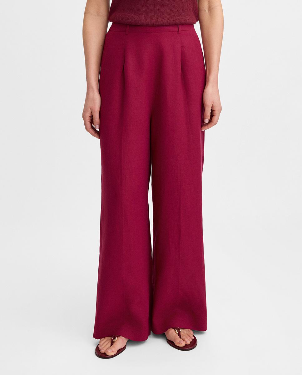 Simorra - Pantalón de mujer lino pinzas.