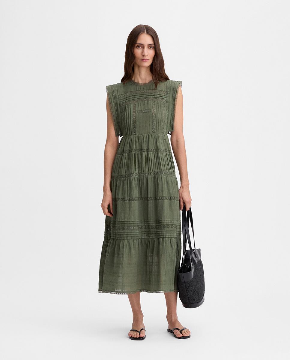 slim fit dress slacks Long fringed dress main image 1