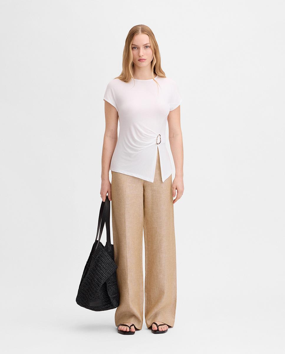 Simorra - Camiseta de mujer asimétrica hebilla.