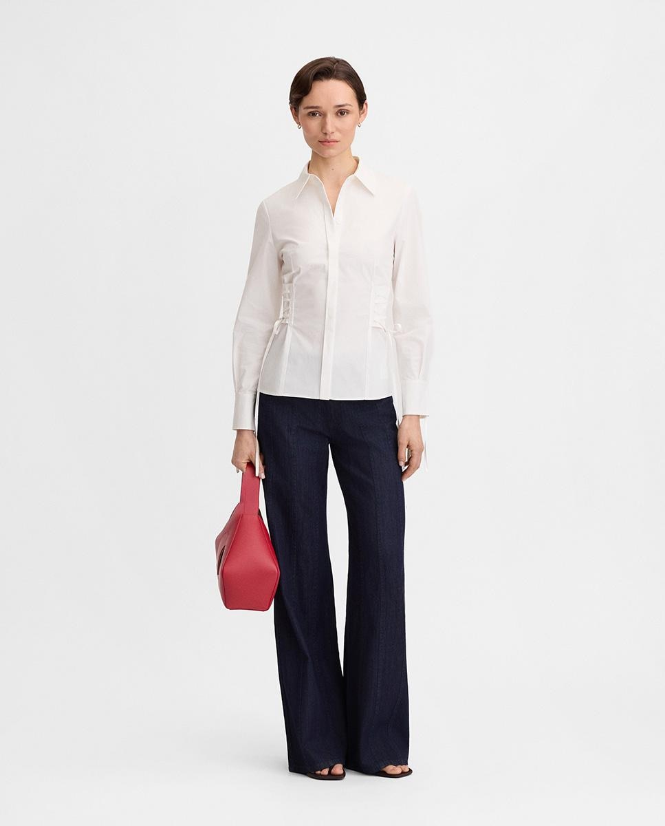 Camisa de mujer detalle corsetero - Simorra - Blanco Blanco-1