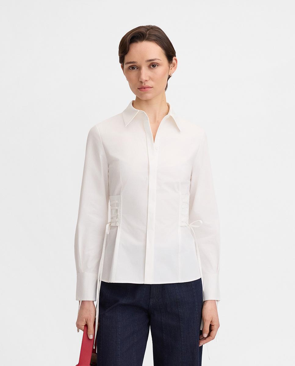 Camisa de mujer detalle corsetero - Simorra - Blanco Blanco-3