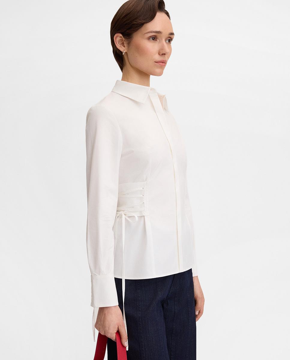 Camisa de mujer detalle corsetero - Simorra - Blanco Blanco-4