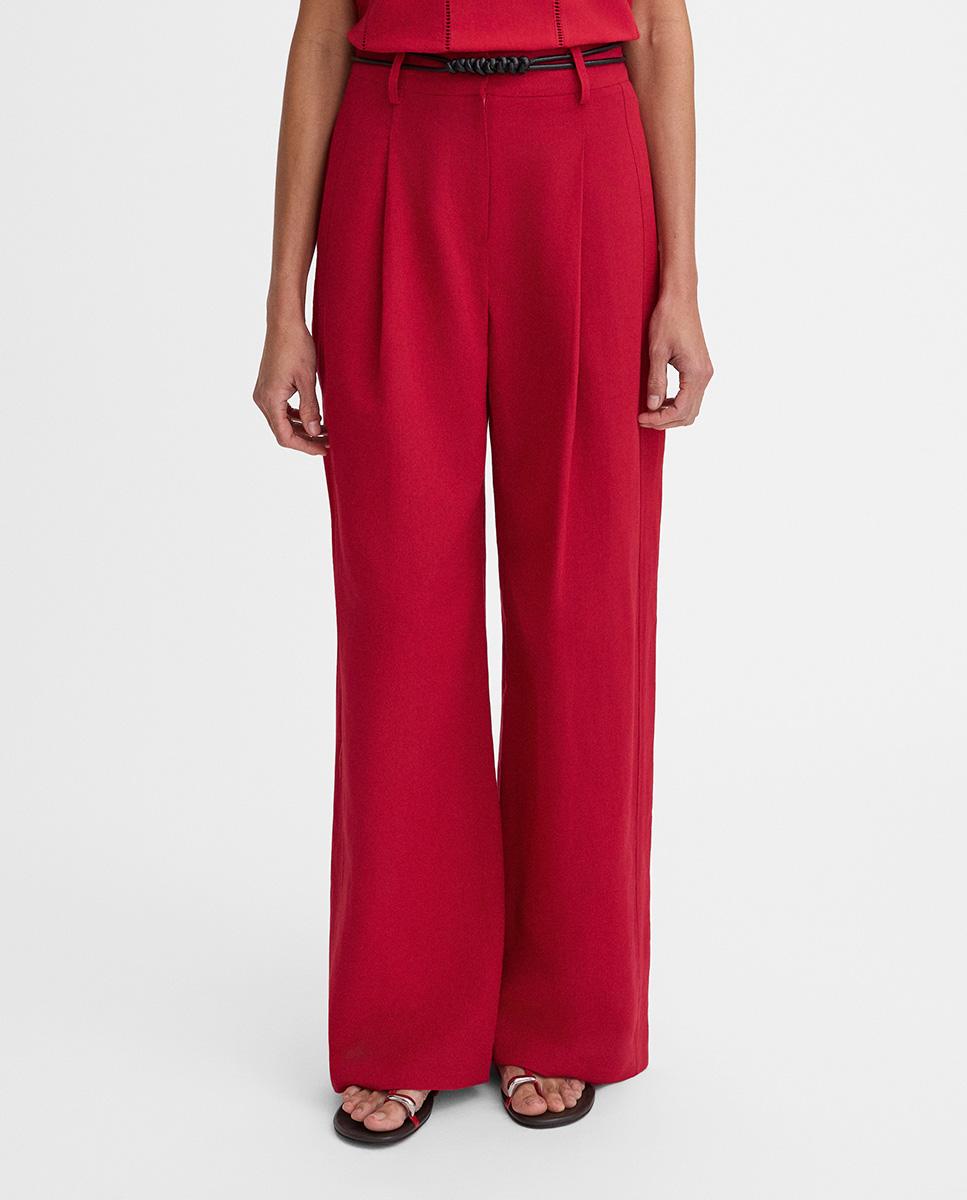 Simorra - Pantalones de mujer anchos con pinzas y bolsillos.