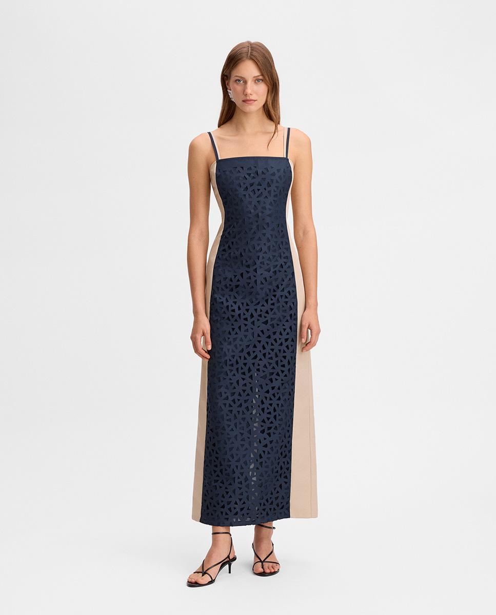 Imagen 0 de Vestido bicolor troquelado Azul marino