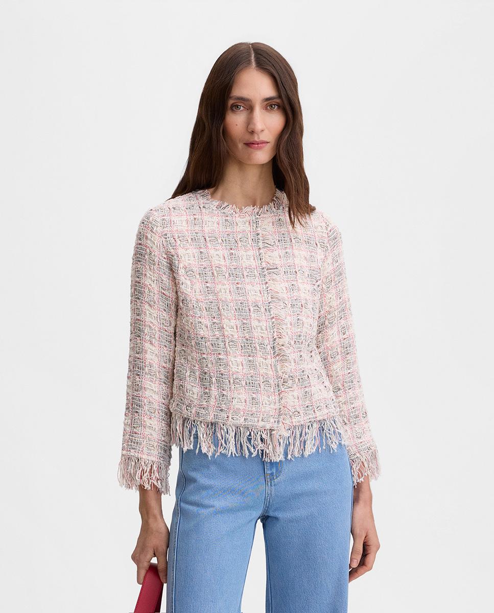 Chaqueta de mujer tweed desflecados - Simorra - Crudo Crudo-3