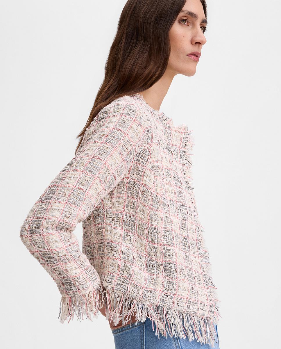 Chaqueta de mujer tweed desflecados - Simorra - Crudo Crudo-4
