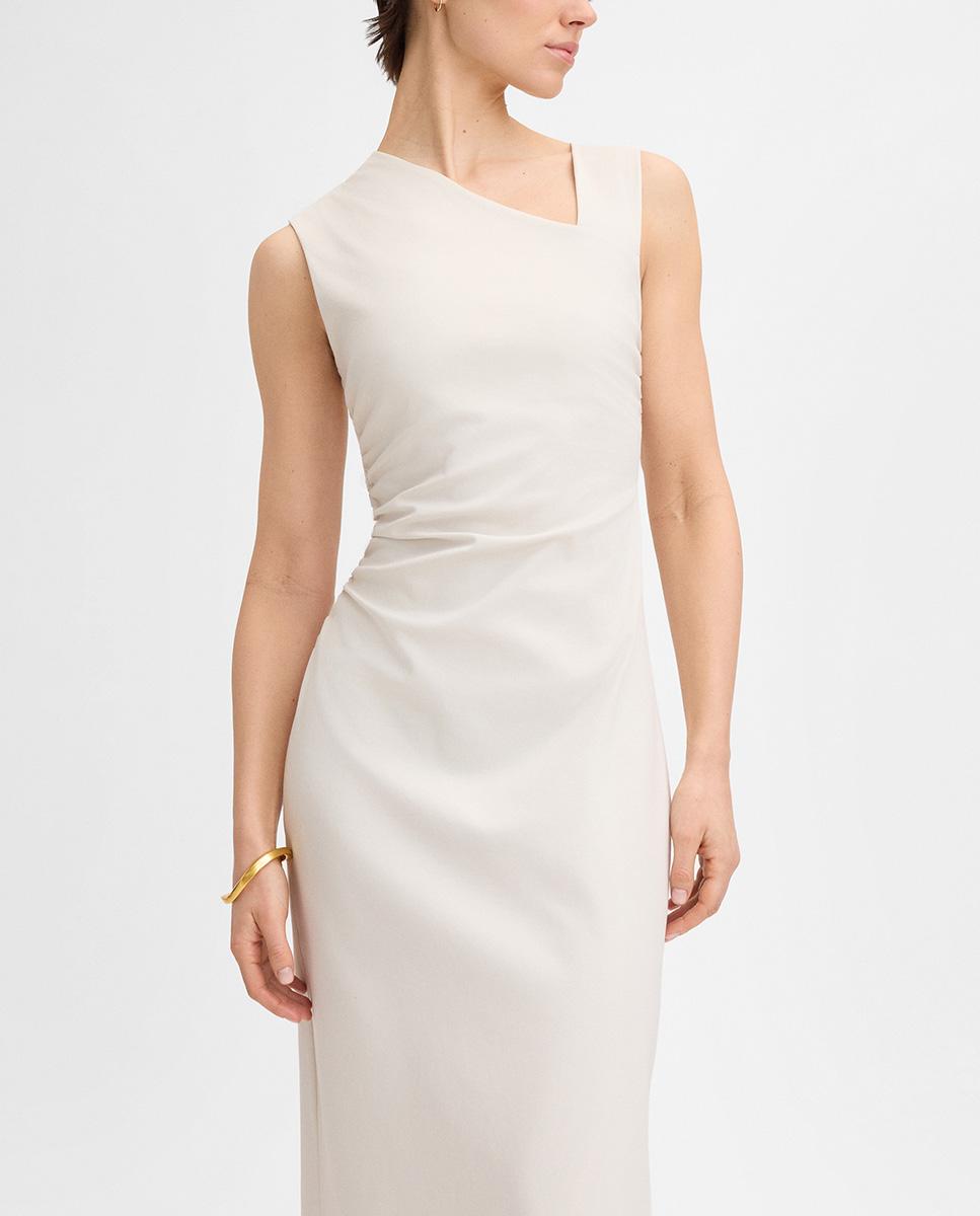 Vestido midi fruncido - Simorra - Blanco Blanco-3