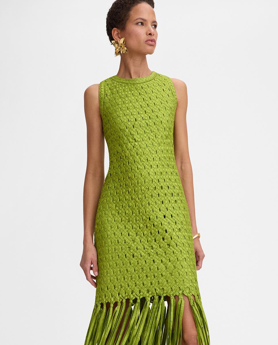 Vestido tafetán flecos - Simorra - Verde Verde-2