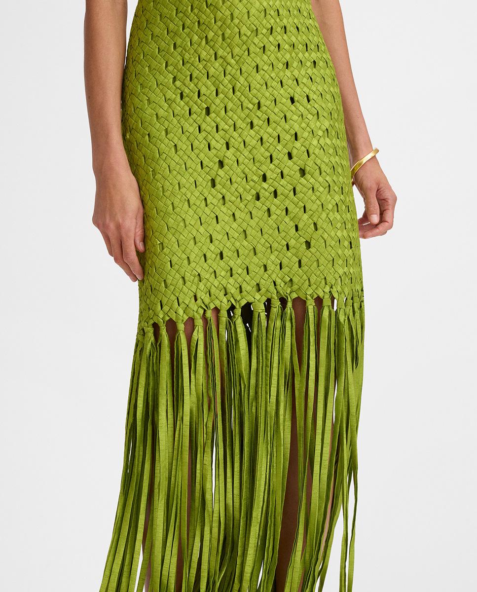 Vestido tafetán flecos - Simorra - Verde Verde-3