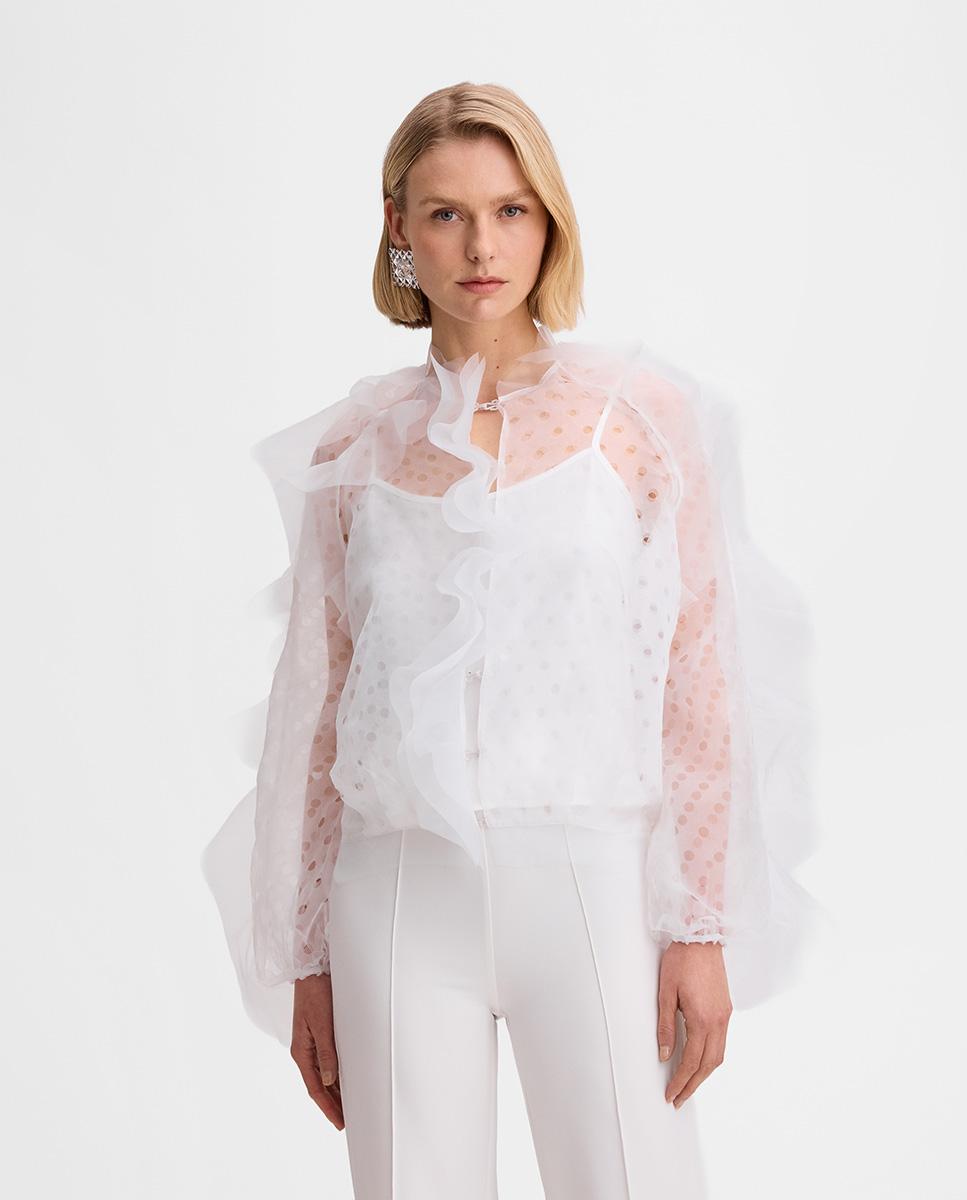 Imagen 0 de Bomber de mujer de organza Blanco