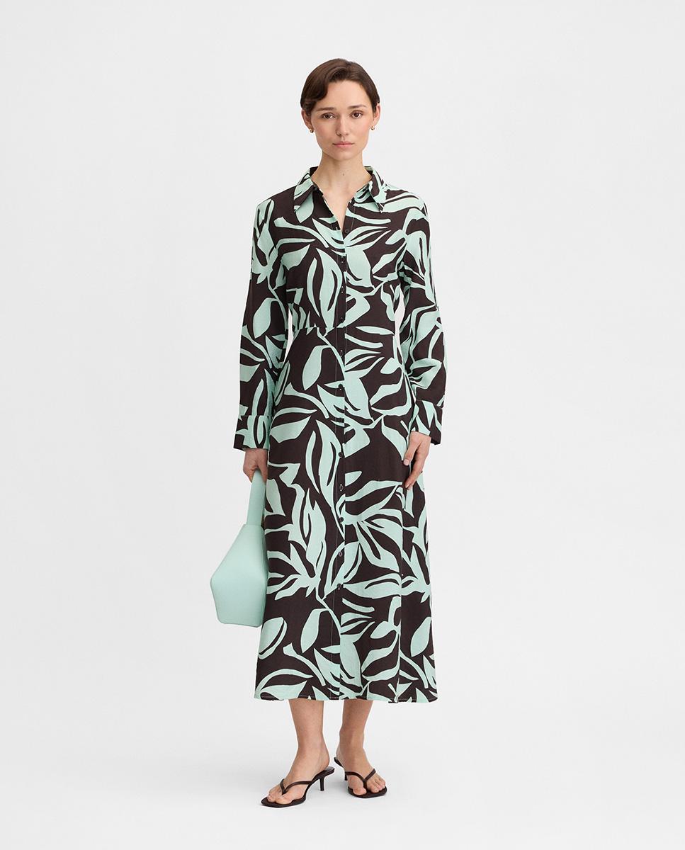 Imagen 0 de Vestido camisero estampado Turquesa