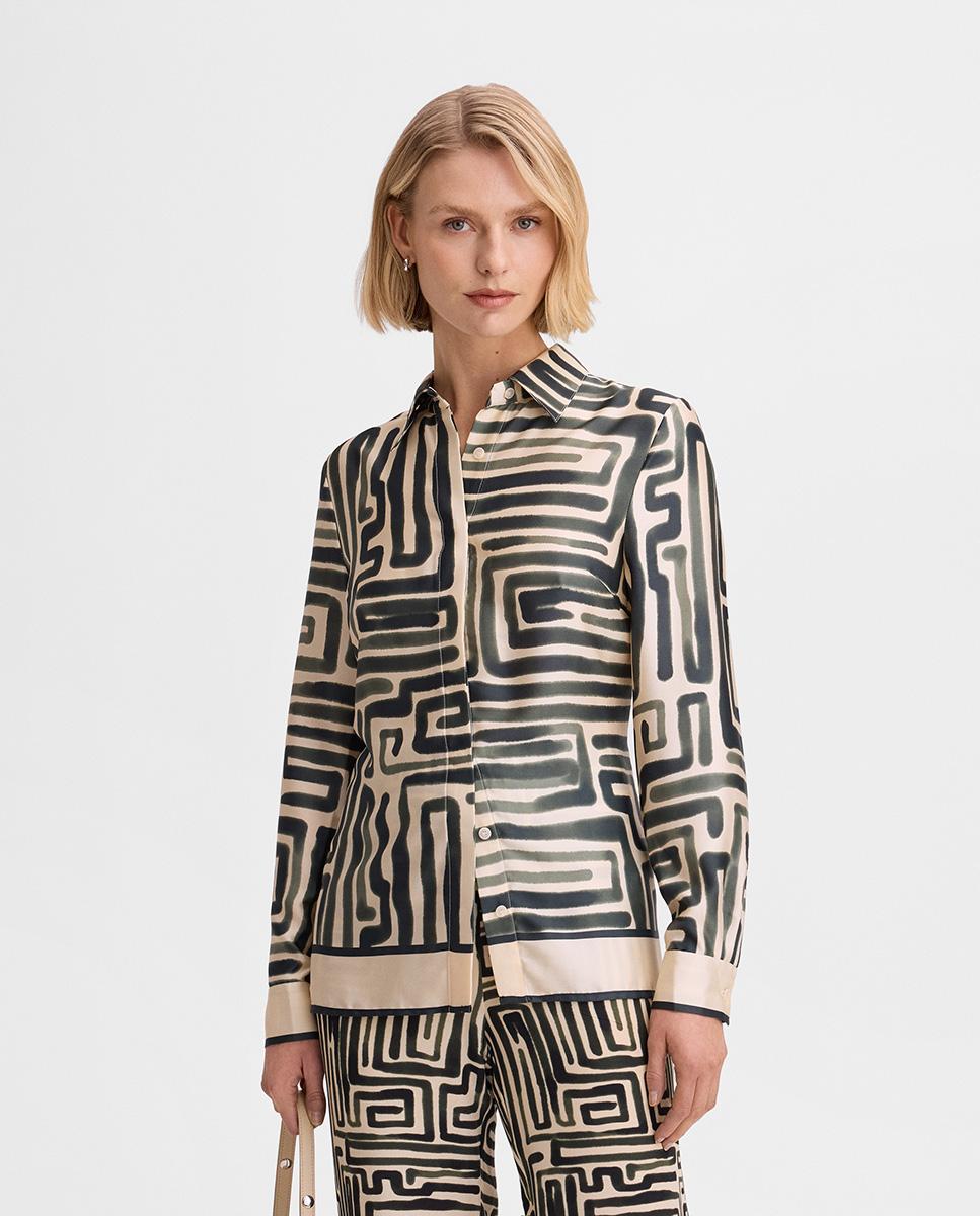 Camisa de mujer fluida estampada - Simorra - Verde Verde-3