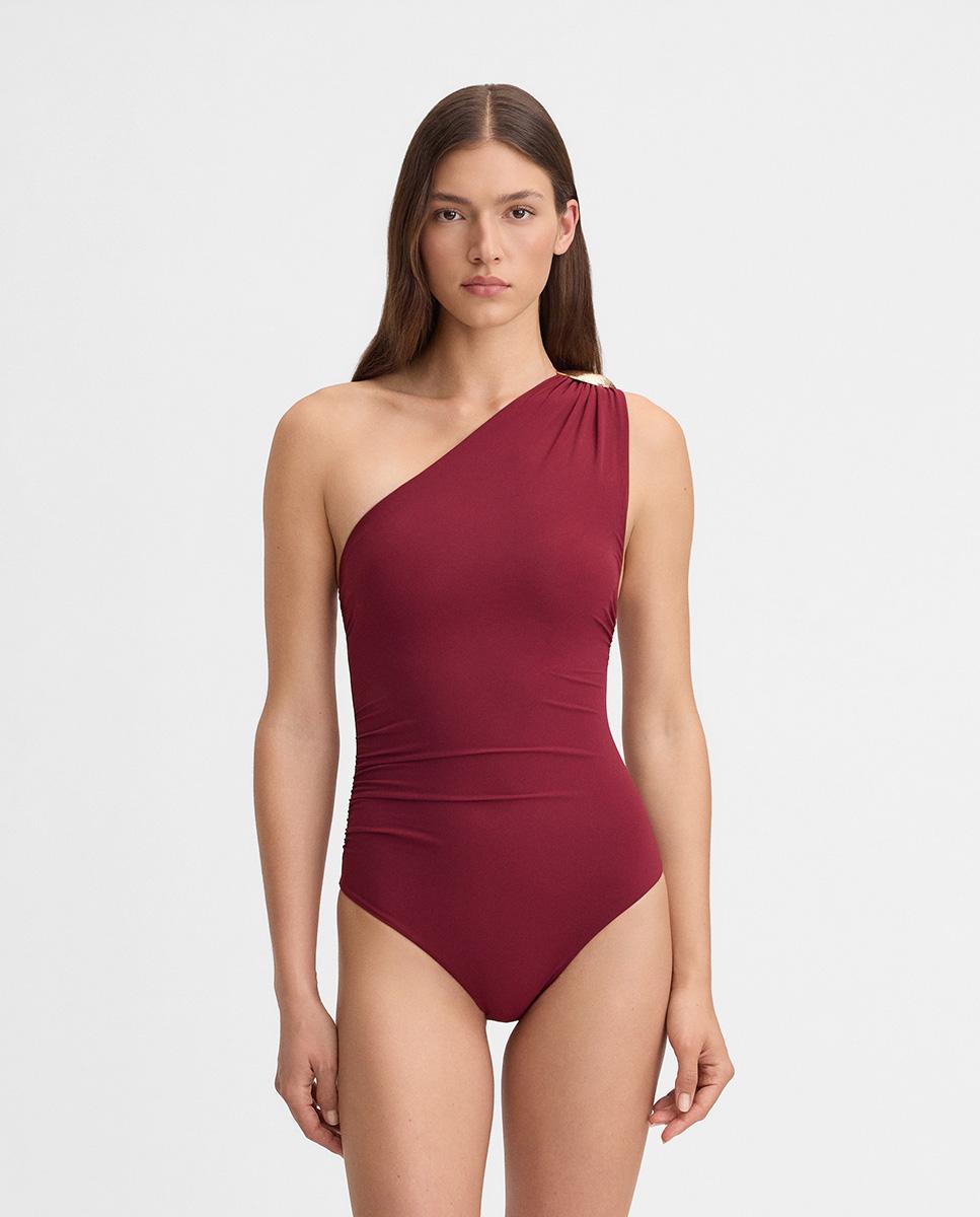 Bañador de mujer escote asimétrico - Simorra - Burdeos Burdeos-2
