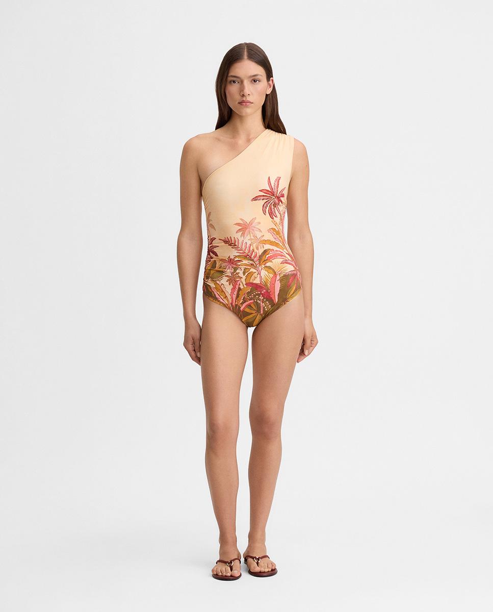 Imagen 0 de Bañador de mujer estampado escote asimétrico Multicolor