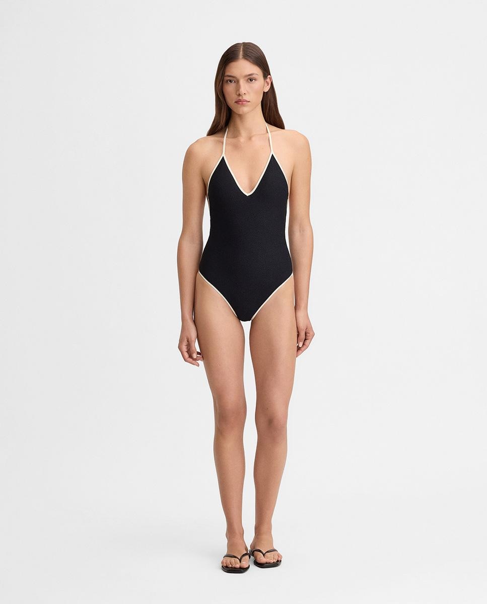 Imagen 0 de Bañador de mujer escote pico Negro