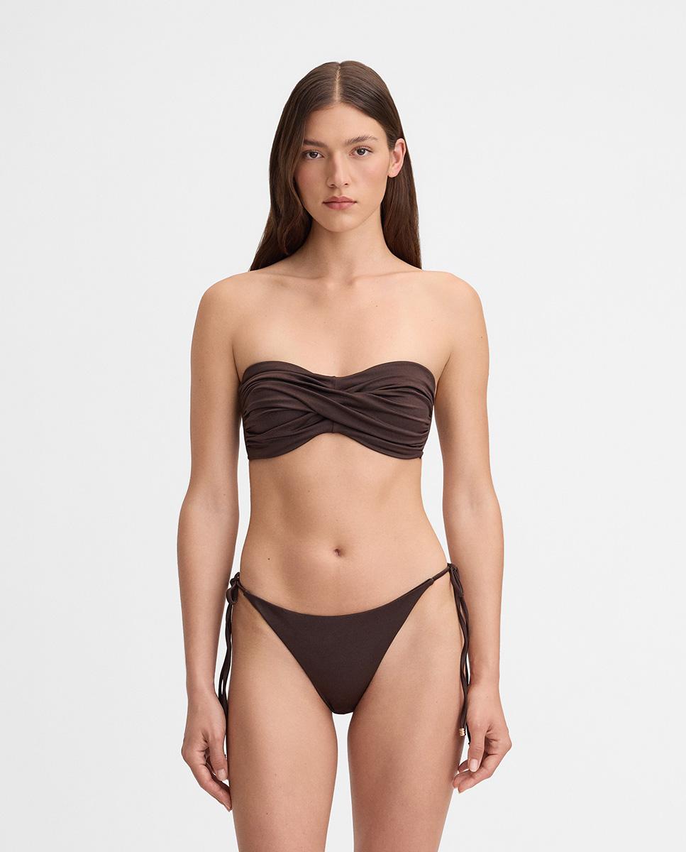 Simorra - Top de mujer bikini bandeau drapeado.