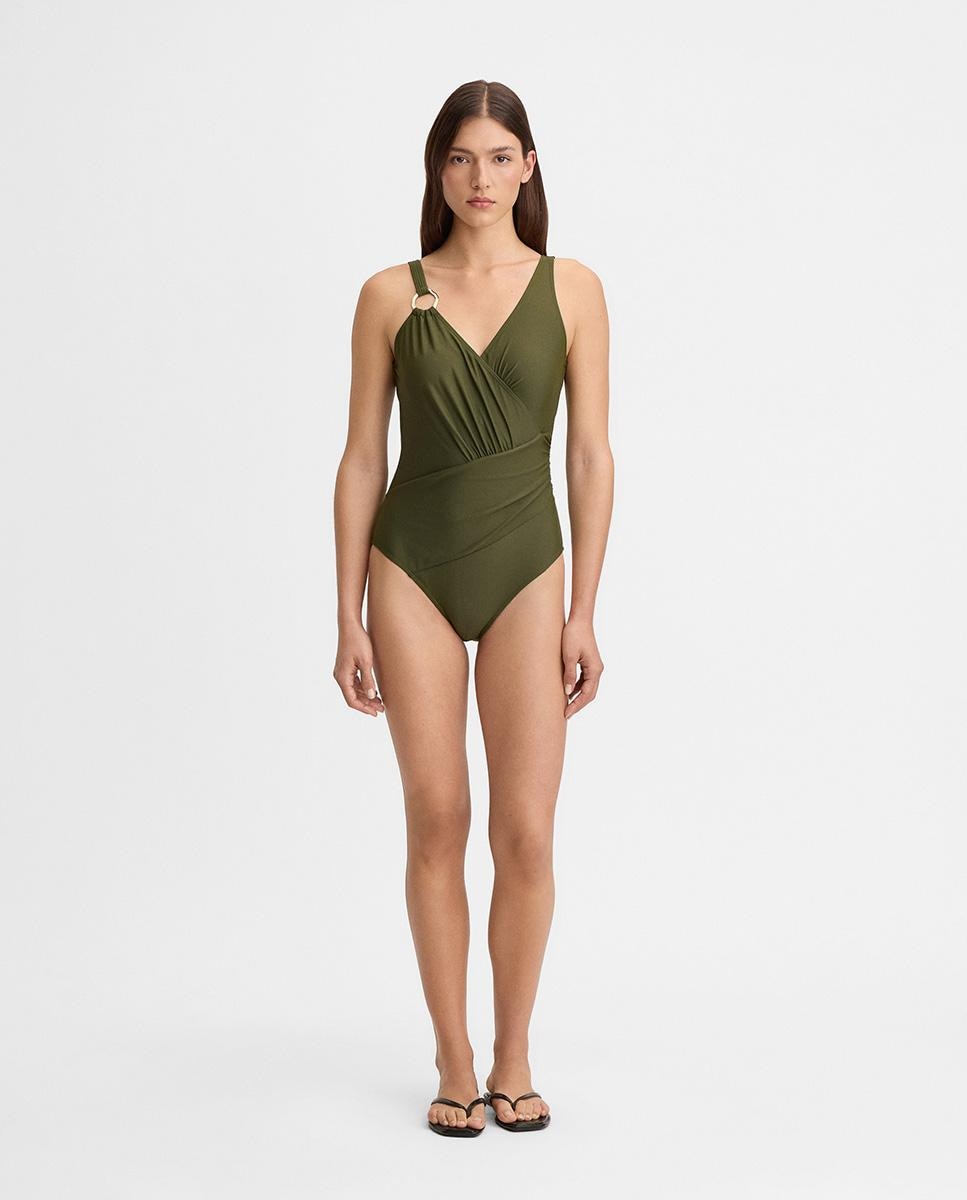 Bañador de mujer drapeado - Simorra - Kaki Kaki-1