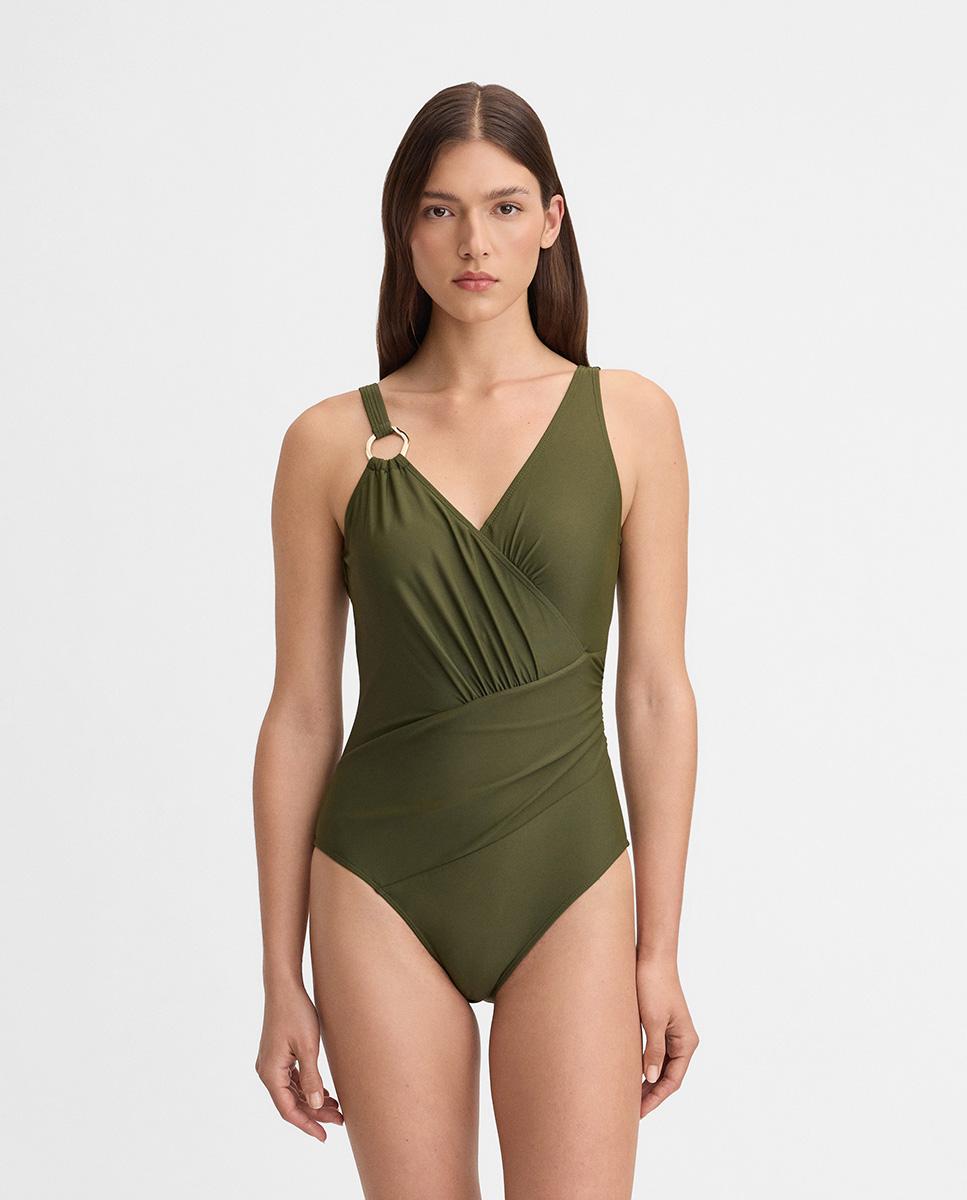 Bañador de mujer drapeado - Simorra - Kaki Kaki-2