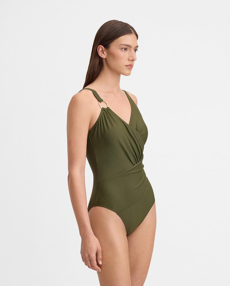 Bañador de mujer drapeado - Simorra - Kaki Kaki-3