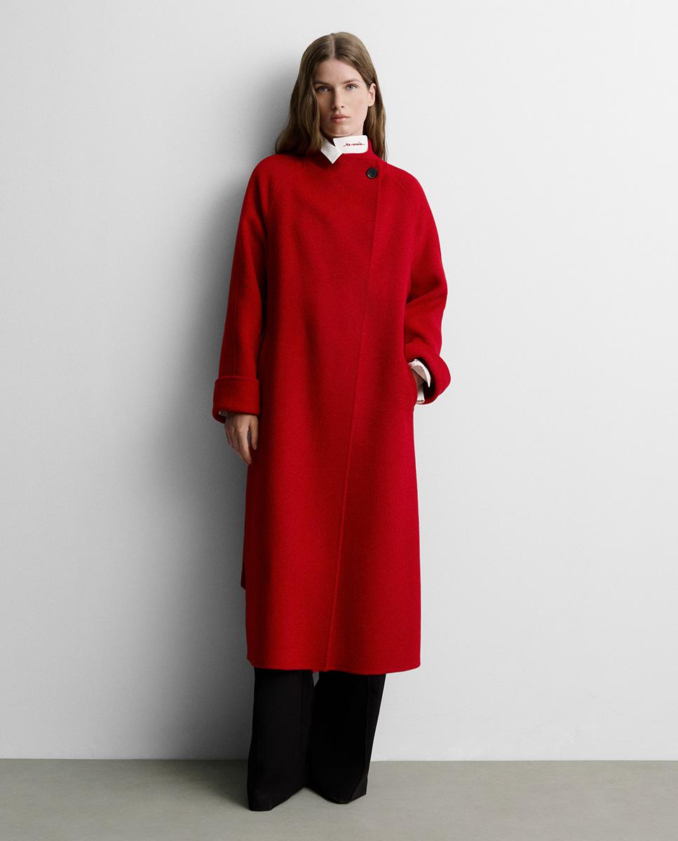 Abrigo de mujer largo lana - Simorra - Rojo Rojo-1
