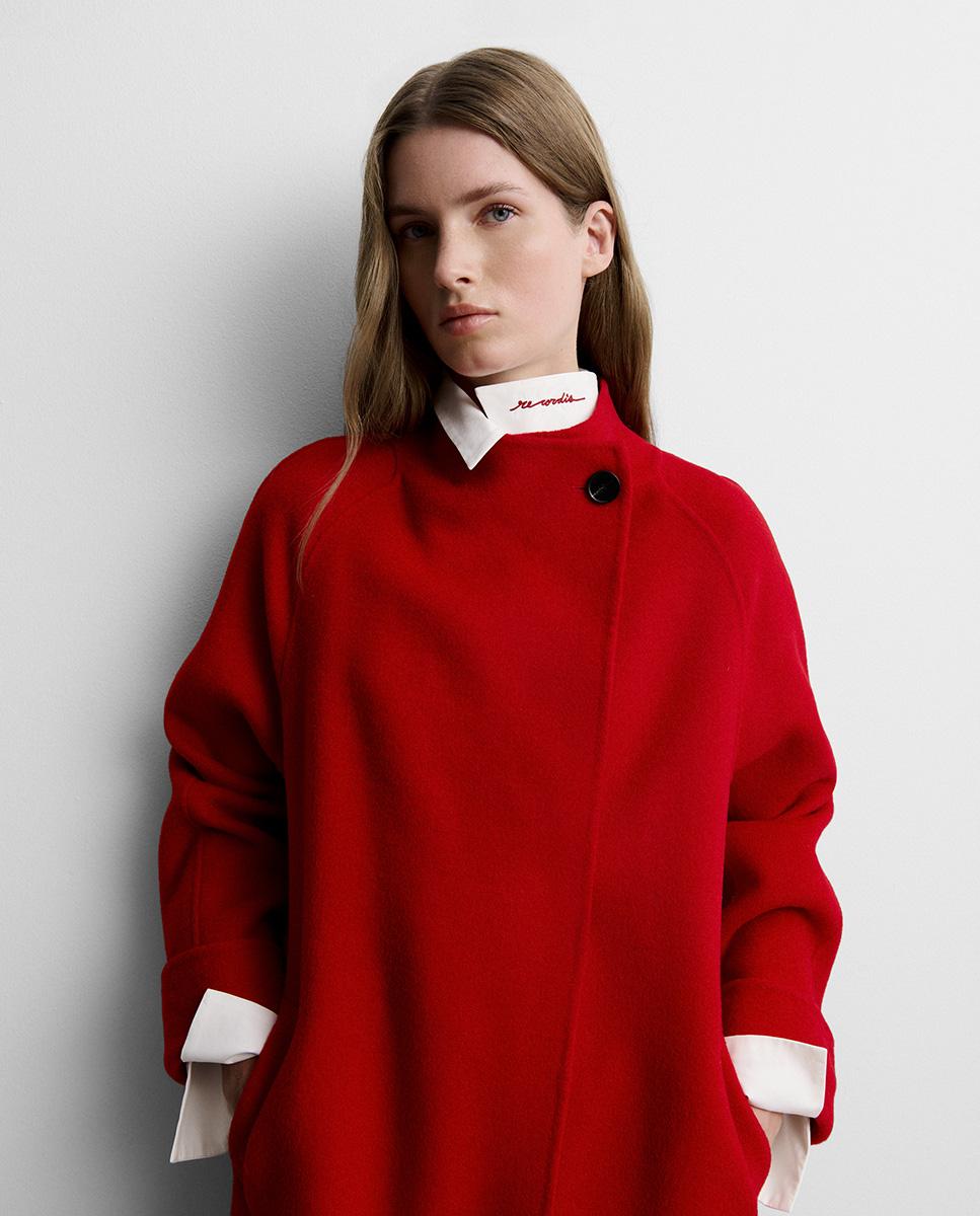 Abrigo de mujer largo lana - Simorra - Rojo Rojo-3