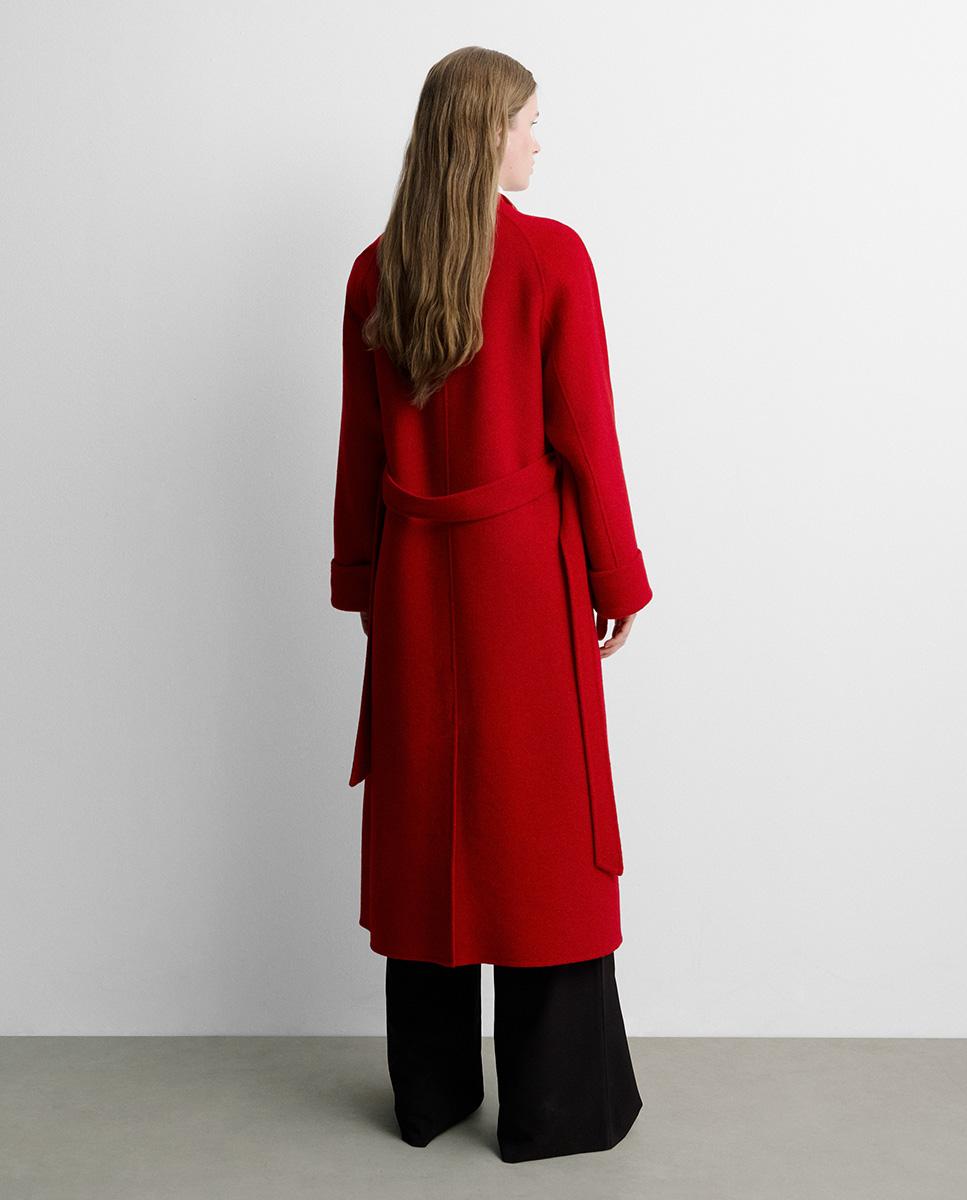 Abrigo de mujer largo lana - Simorra - Rojo Rojo-5