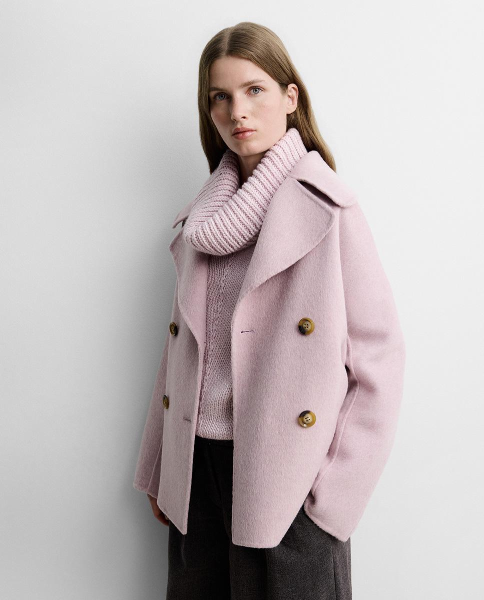 Chaquetón de mujer lana doble faz - Simorra - Rosa Rosa-2
