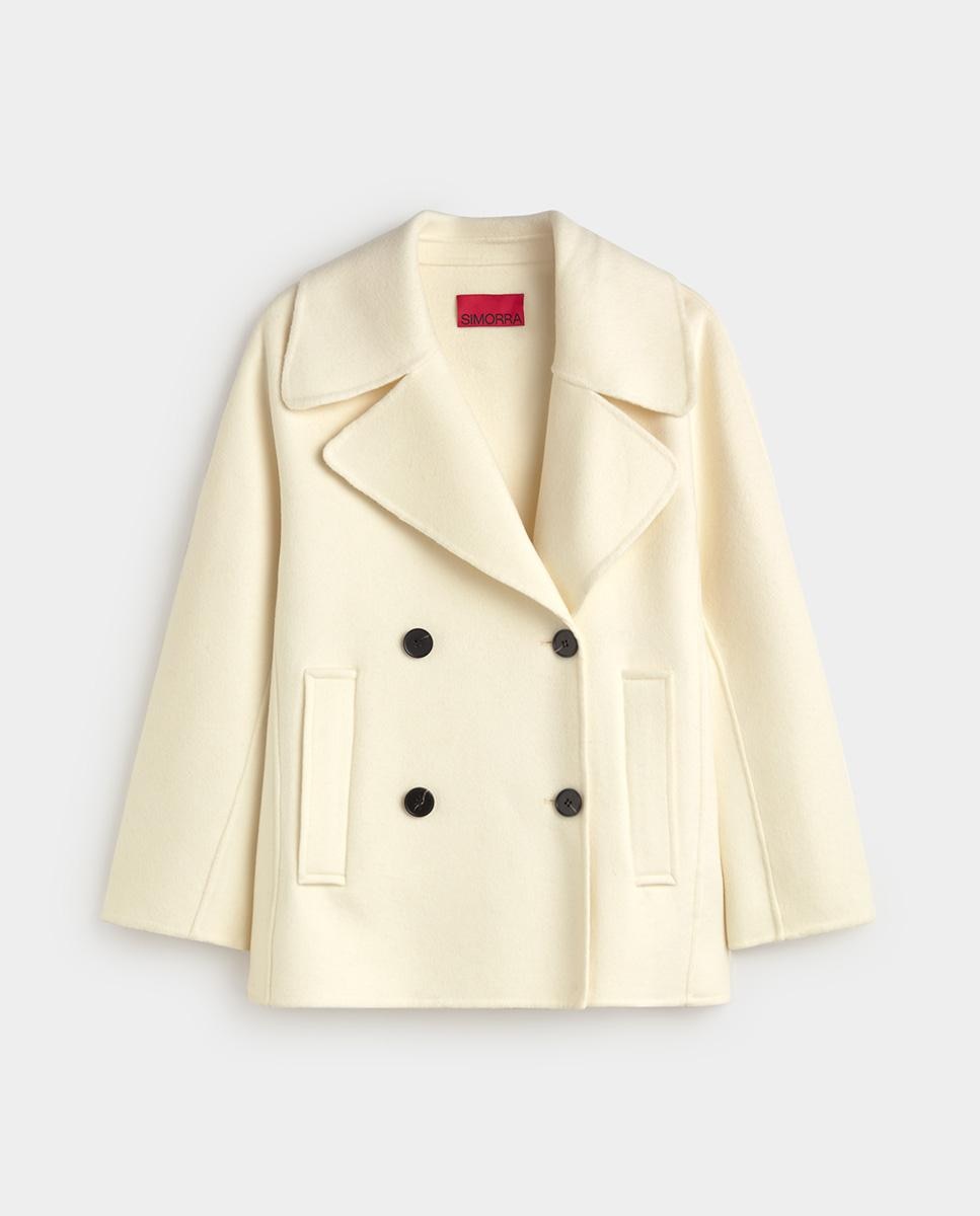 Chaquetón de mujer lana doble faz - Simorra - Blanco Blanco-7