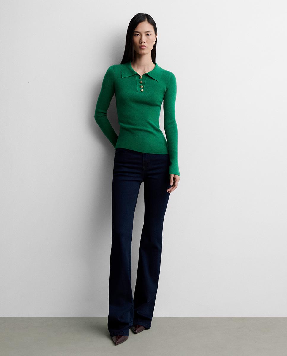 Jersey de mujer cuello polo - Simorra - Verde Verde-1
