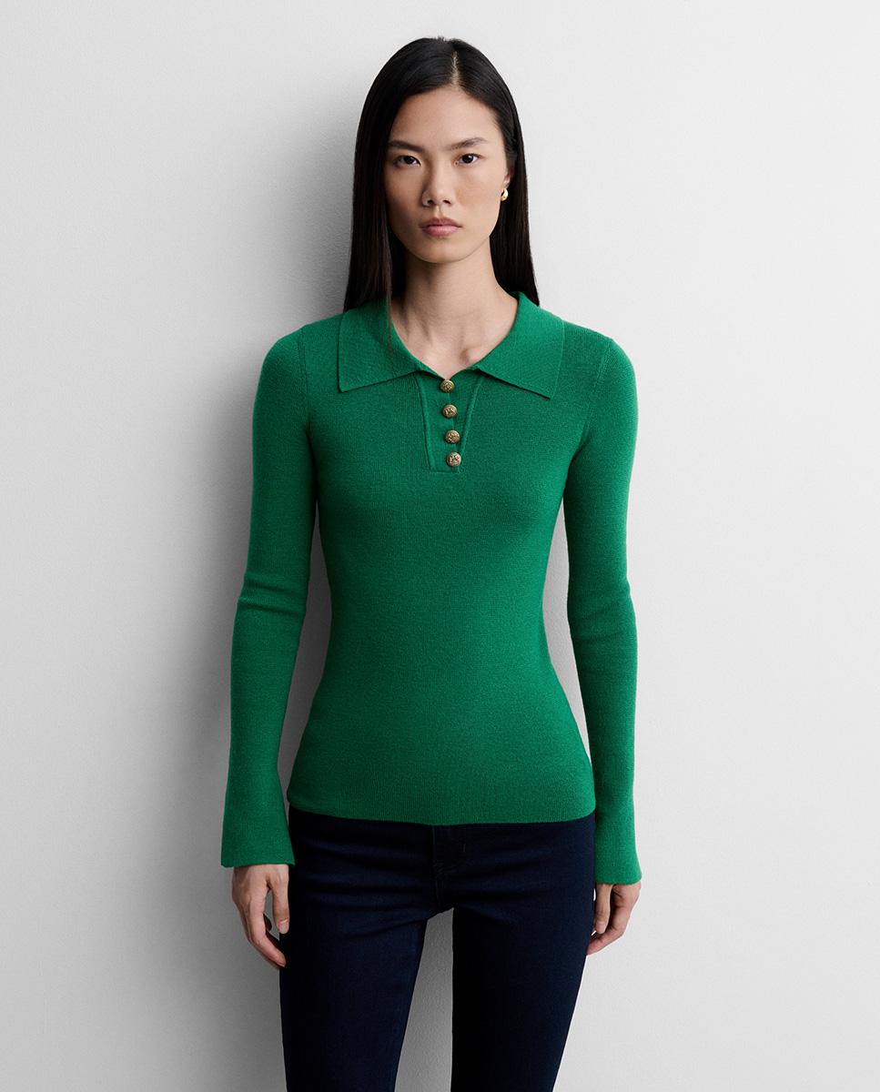 Jersey de mujer cuello polo - Simorra - Verde Verde-3