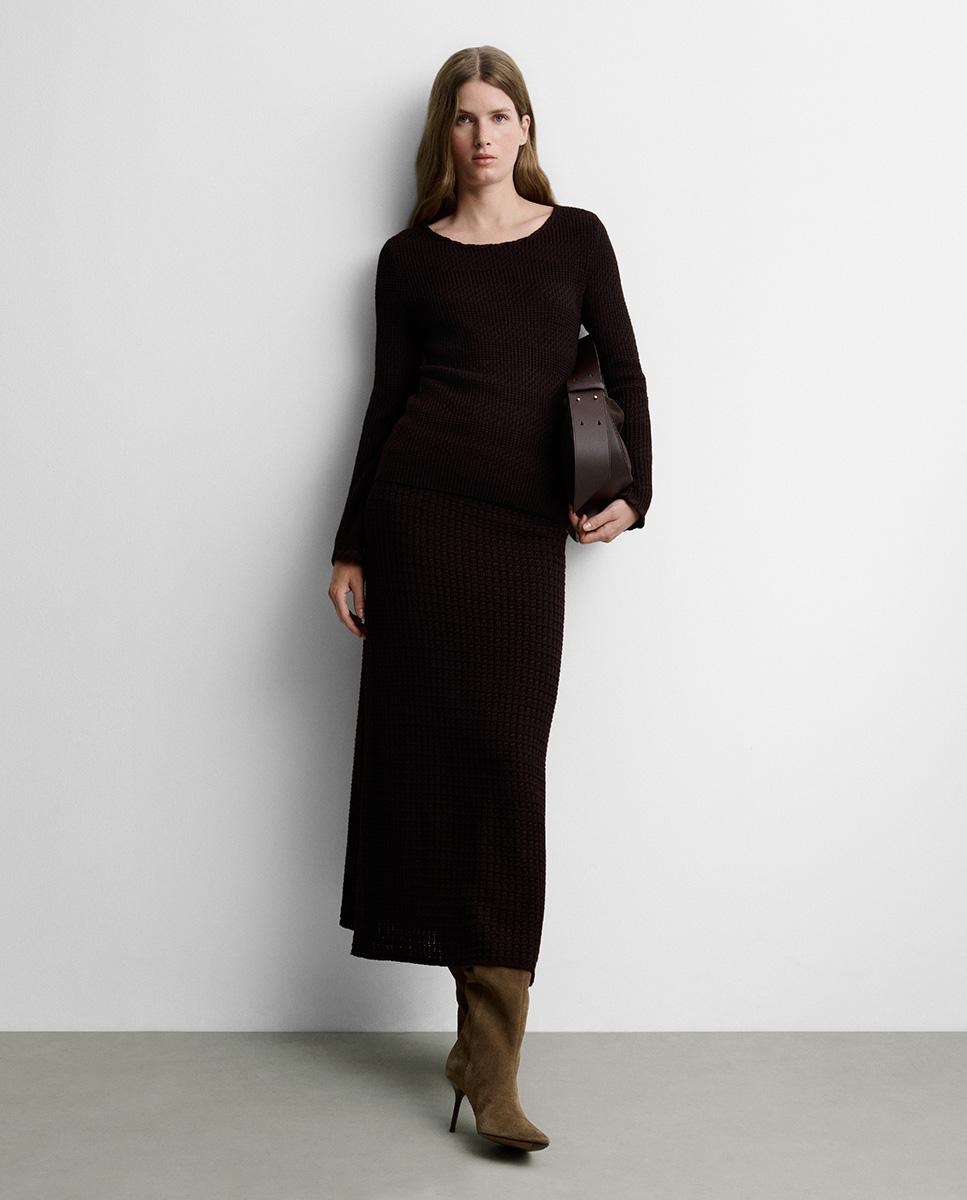 Jersey de mujer punto textura - Simorra - Marrón Marrón-1