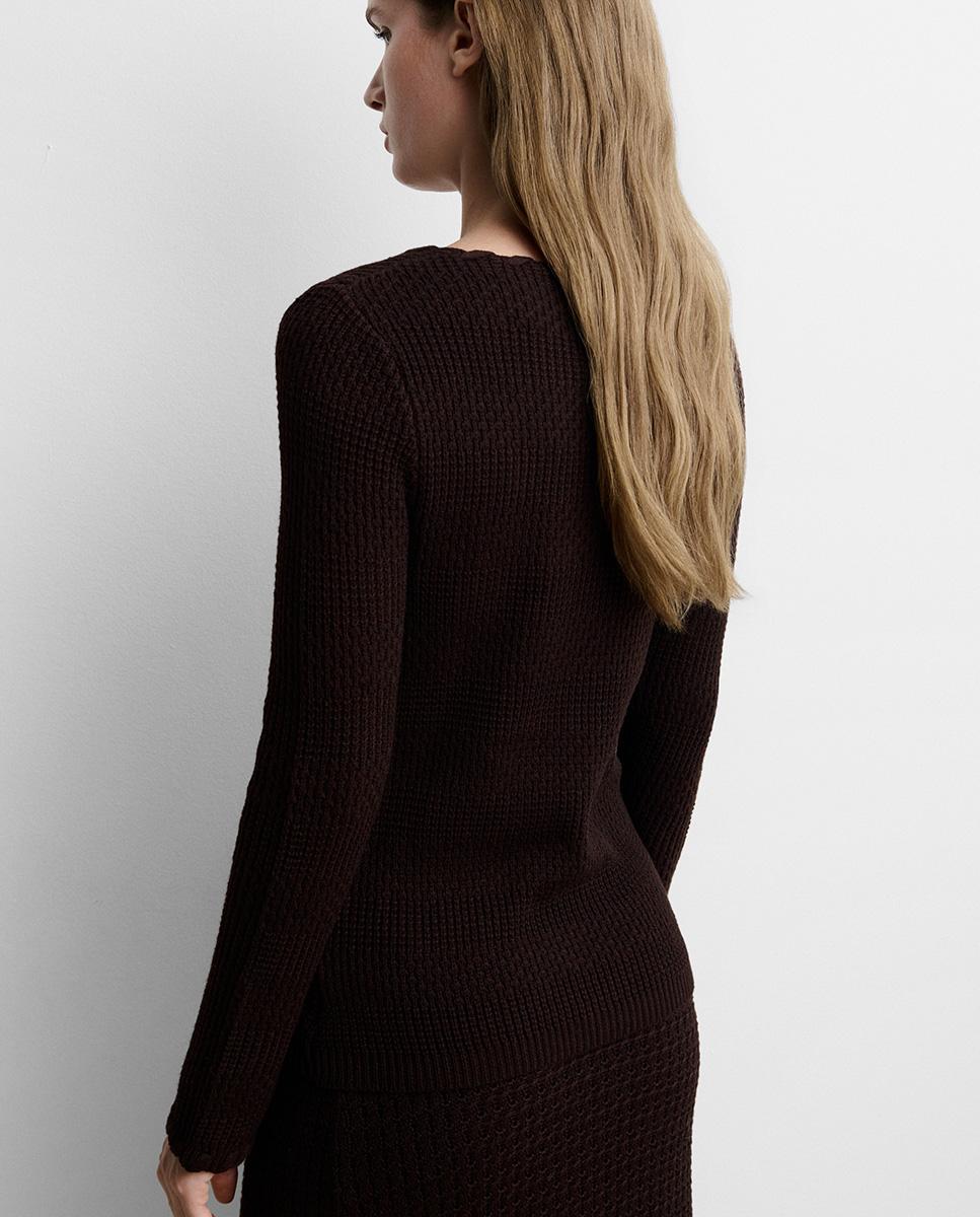 Jersey de mujer punto textura - Simorra - Marrón Marrón-5