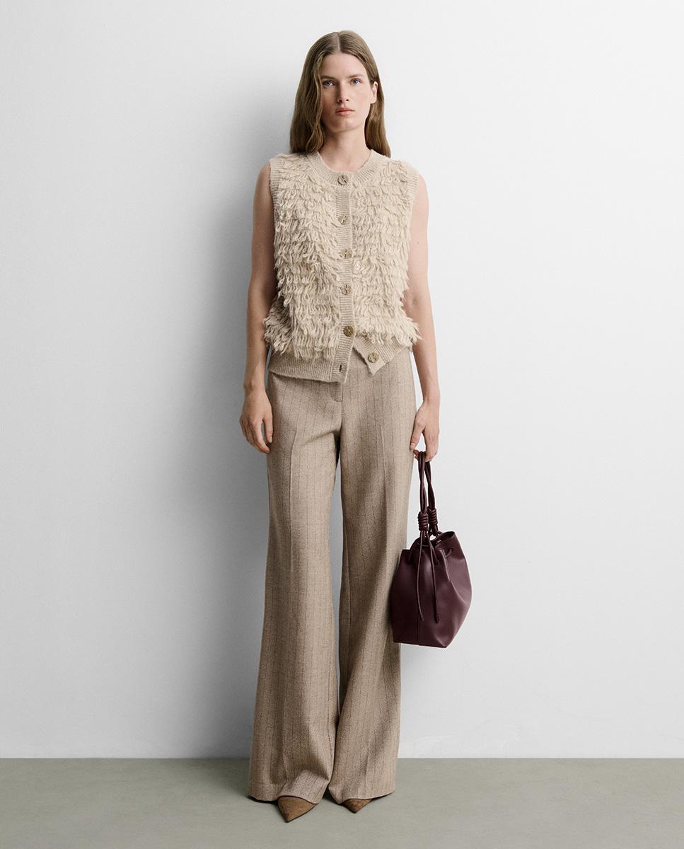 Chaleco de mujer punto textura - Simorra - Beige Beige-1